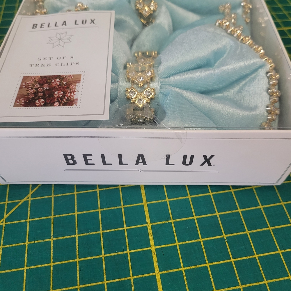 Bella Lux Blue Hair Bows with Gold Accents - Picture 3 of 4